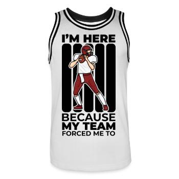American Football Player Joke - Men's Basketball Jersey - white/black - Front - AI Model Male 185 dark (185cm)