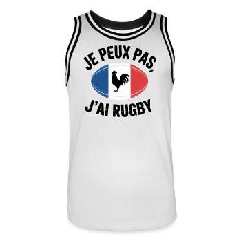 J'peux Pas J'ai trop trop La Flemme - Maillot de basket Homme - blanc/noir - Devant - AI Model Male 185 dark (185cm)