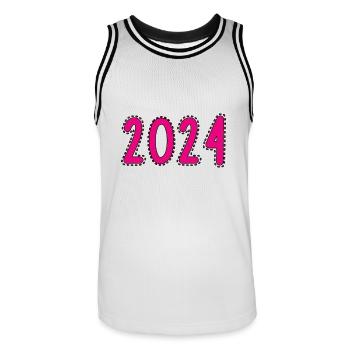 2024. FROHES NEUES JAHR. SILVESTER. NEUJAHR - Männer Basketball-Trikot - Weiß/Schwarz - Vorne - AI Model Male 185 dark (185cm)