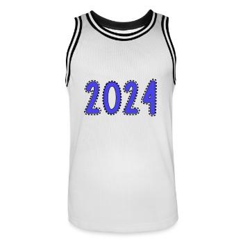 2024. FROHES NEUES JAHR. SILVESTER. NEUJAHR - Männer Basketball-Trikot - Weiß/Schwarz - Vorne - AI Model Male 185 dark (185cm)