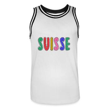 SUISSE. PAYS. GENEVE - Maillot de basket Homme - blanc/noir - Devant - AI Model Male 185 dark (185cm)