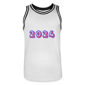 2024 - Maillot de basket Homme - blanc/noir - Devant - AI Model Male 185 dark (185cm)