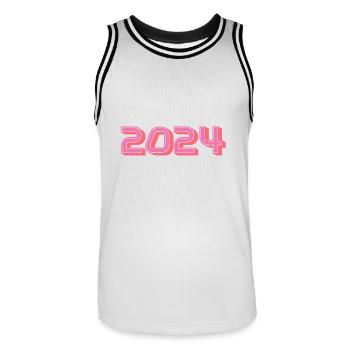 2024. FROHES NEUES JAHR. SILVESTER. NEUJAHR - Männer Basketball-Trikot - Weiß/Schwarz - Vorne - AI Model Male 185 dark (185cm)