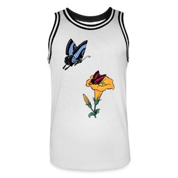 Flowers butterflies spring nature - Men's Basketball Jersey - white/black - Front - AI Model Male 185 dark (185cm)