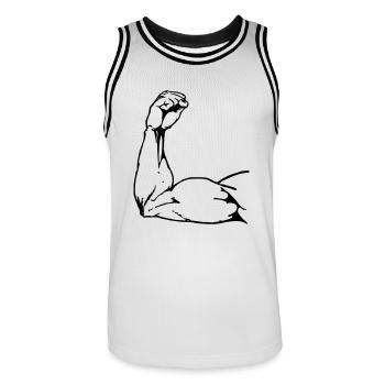 Power Arm - Männer Basketball-Trikot - Weiß/Schwarz - Vorne - AI Model Male 185 dark (185cm)