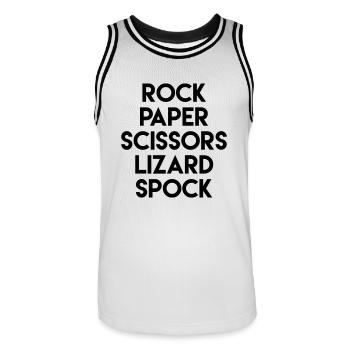 Rock paper scissors lizard - Männer Basketball-Trikot - Weiß/Schwarz - Vorne - AI Model Male 185 dark (185cm)