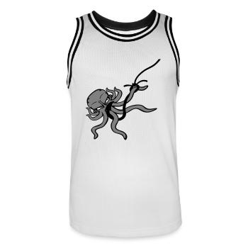 Oktopus Angelhaken Angler Am Haken Kampf Gefangen - Männer Basketball-Trikot - Weiß/Schwarz - Vorne - AI Model Male 185 dark (185cm)