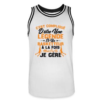 Une Légende Et Un Basketteur - Maillot de basket Homme - blanc/noir - Devant - AI Model Male 185 dark (185cm)