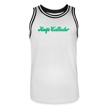 Knife Collector Gradient Script - Men's Basketball Jersey - white/black - Front - AI Model Male 185 dark (185cm)