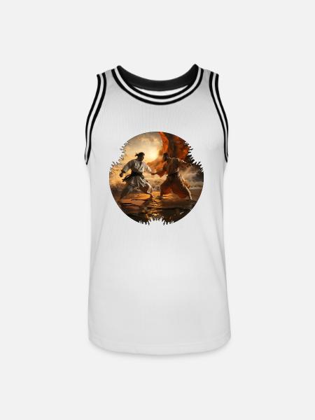 Karate fighters are physically fit - Men's Basketball Jersey - white/black