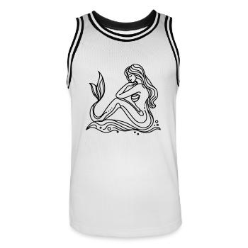 Lineart Drawing Mermaid - Men's Basketball Jersey - white/black - Front - AI Model Male 185 dark (185cm)