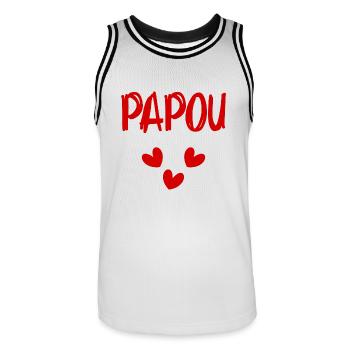 PAPUAN. DAD. FATHER'S DAY. HAPPY DADDY'S DAY - Men's Basketball Jersey - white/black - Front - AI Model Male 185 dark (185cm)