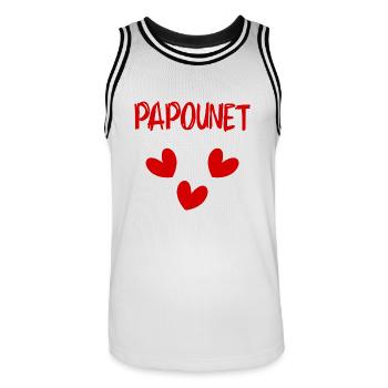 PAPOUNET. DAD. FATHER'S DAY. HAPPY DADDY'S DAY - Men's Basketball Jersey - white/black - Front - AI Model Male 185 dark (185cm)