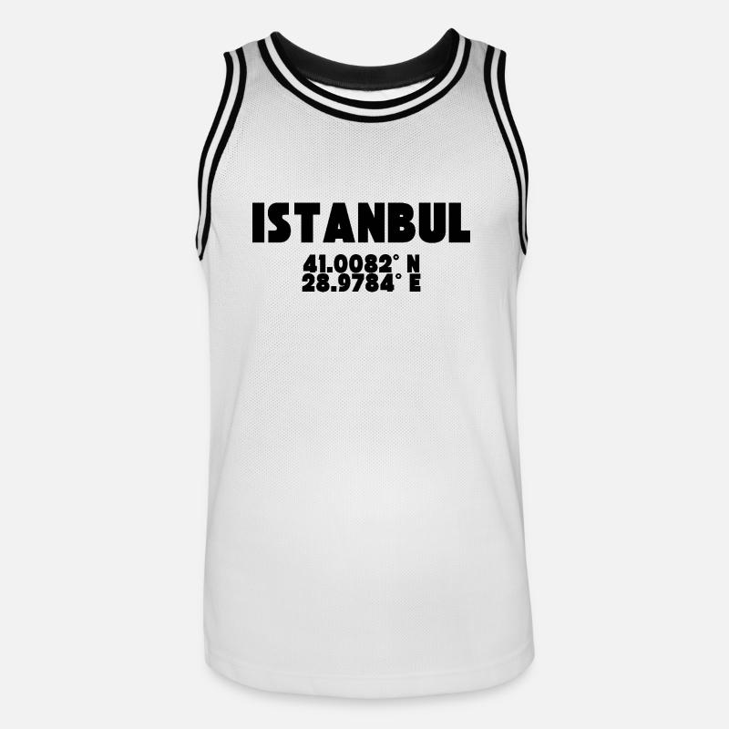 Istanbul - Conception avec coordonnées - Maillot de basket Homme - blanc/noir
