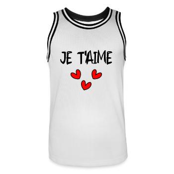 I LOVE YOU. LOVE. SAINT VALENTIN. EVJF. JE T'AIME. - Maillot de basket Homme - blanc/noir - Devant - AI Model Male 185 dark (185cm)