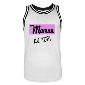 MAMA - Männer Basketball-Trikot - Weiß/Schwarz - Vorne - AI Model Male 185 dark (185cm)