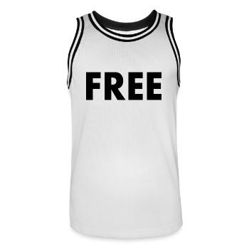 Free - Männer Basketball-Trikot - Weiß/Schwarz - Vorne - AI Model Male 185 dark (185cm)