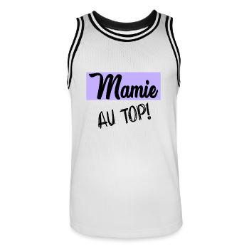 GRANNY. MOTHER'S DAY. HAPPY GRANNY'S DAY. I LOVE YOU - Men's Basketball Jersey - white/black - Front - AI Model Male 185 dark (185cm)
