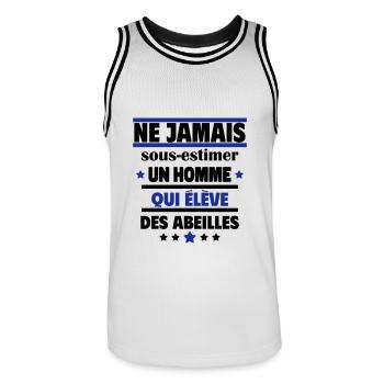 un homme qui élève des abeilles - Maillot de basket Homme - blanc/noir - Devant - AI Model Male 185 dark (185cm)