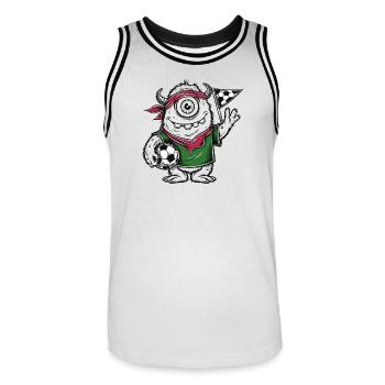 3 MonsterFussball - Männer Basketball-Trikot - Weiß/Schwarz - Vorne - AI Model Male 185 dark (185cm)