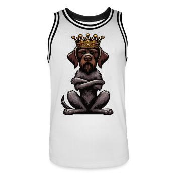 German Wirehaired German Wirehaired Owner - Men's Basketball Jersey - white/black - Front - AI Model Male 185 dark (185cm)
