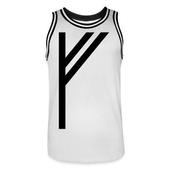 Fehu Rune Black – Viking Futhark Norse - Maillot de basket Homme - blanc/noir - Devant - AI Model Male 185 dark (185cm)