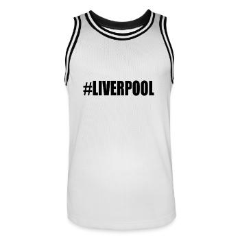 LIVERPOOL - Männer Basketball-Trikot - Weiß/Schwarz - Vorne - AI Model Male 185 dark (185cm)