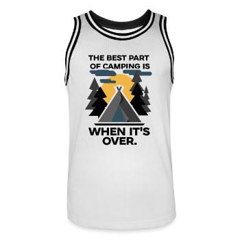 The Best Part Of Camping Is When It's Over Funny C - Men's Basketball Jersey - white/black - Front - AI Model Male 185 dark (185cm)