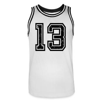 Cool Number 13 - 13 Years Old 13th Birthday Gift - Men's Basketball Jersey - white/black - Front - AI Model Male 185 dark (185cm)