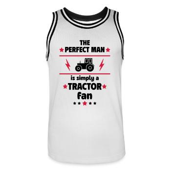 Der perfekte Mann ist einfach ein Traktor-Fan - Männer Basketball-Trikot - Weiß/Schwarz - Vorne - AI Model Male 185 dark (185cm)