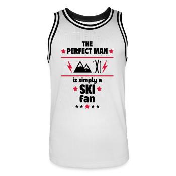 L’homme parfait est tout simplement un fan de ski - Maillot de basket Homme - blanc/noir - Devant - AI Model Male 185 dark (185cm)