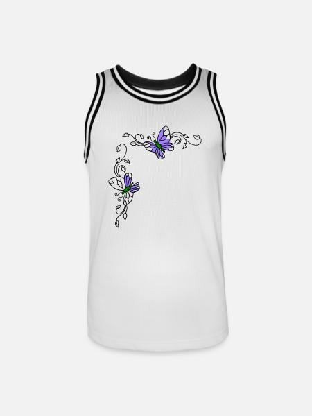 Butterflies with flower tendrils - Men's Basketball Jersey - white/black