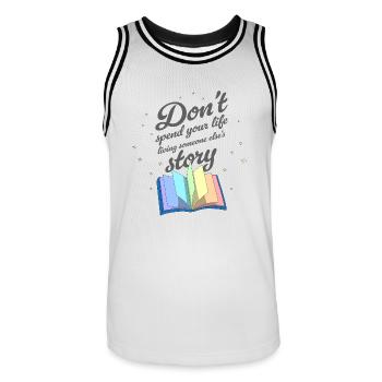 Write Your Own Story - Men's Basketball Jersey - white/black - Front - AI Model Male 185 dark (185cm)
