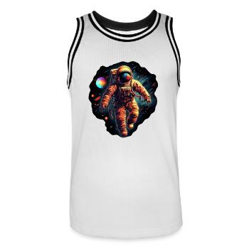 Astronaut on spacewalk - Men's Basketball Jersey - white/black - Front - AI Model Male 185 dark (185cm)