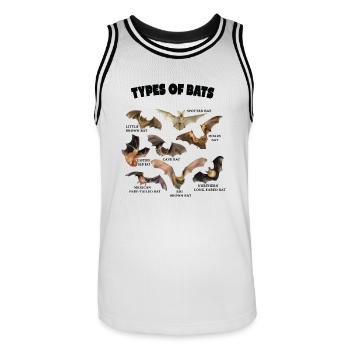 Types of Bats Breeds Bats of The World Vintage - Maillot de basket Homme - blanc/noir - Devant - AI Model Male 185 dark (185cm)