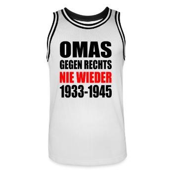 Omas gegen rechts - Männer Basketball-Trikot - Weiß/Schwarz - Vorne - AI Model Male 185 dark (185cm)