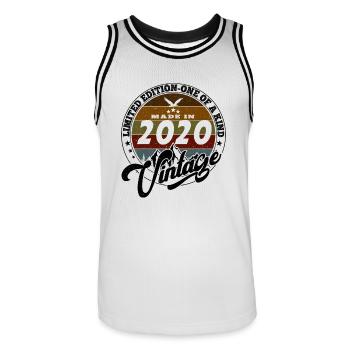 Elegant Vintage: 2020 Retro Geschenk 2020 2025 - Männer Basketball-Trikot - Weiß/Schwarz - Vorne - AI Model Male 185 dark (185cm)