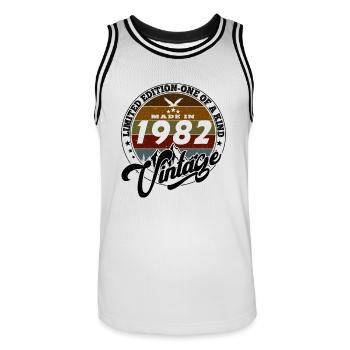 Elegant Vintage: 1982 Retro Gift 1982 2025 - Men's Basketball Jersey - white/black - Front - AI Model Male 185 dark (185cm)