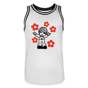 happykid02 - Maillot de basket Homme - blanc/noir - Devant - AI Model Male 185 dark (185cm)
