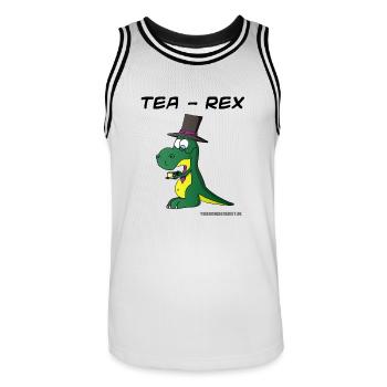 Tea-Rex - Männer Basketball-Trikot - Weiß/Schwarz - Vorne - AI Model Male 185 dark (185cm)