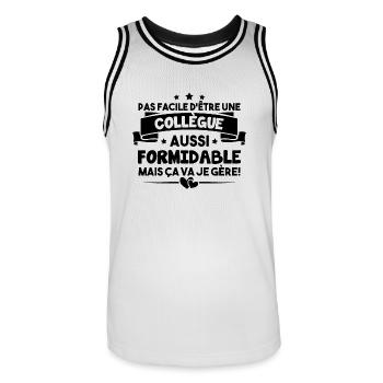 Pas facile d'être une collègue aussi formidable - Maillot de basket Homme - blanc/noir - Devant - AI Model Male 185 dark (185cm)