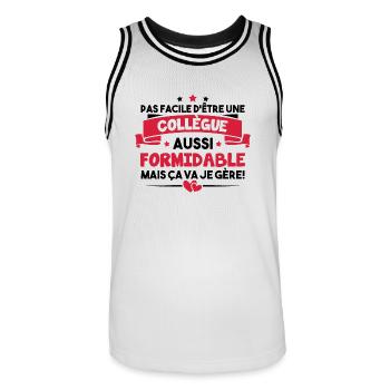 Pas facile d'être une collègue aussi formidable - Maillot de basket Homme - blanc/noir - Devant - AI Model Male 185 dark (185cm)
