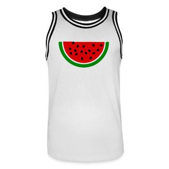 Melon pastèque - Maillot de basket Homme - blanc/noir - Devant - AI Model Male 185 dark (185cm)