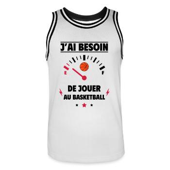 besoin de jouer au basketball,Basketball,Basket - Maillot de basket Homme - blanc/noir - Devant - AI Model Male 185 dark (185cm)