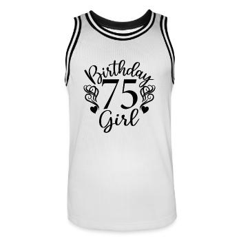 75e anniversaire Femmes Son anniversaire Fille 75 ans - Maillot de basket Homme - blanc/noir - Devant - AI Model Male 185 dark (185cm)