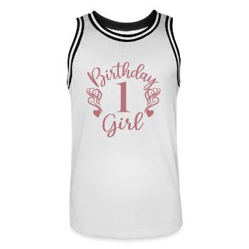 1. Geburtstag Mädchen, 1 Jahr altes Geschenk für Kinder - Männer Basketball-Trikot - Weiß/Schwarz - Vorne - AI Model Male 185 dark (185cm)