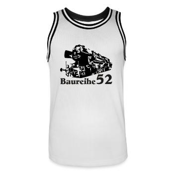Dampflok DR Baureihe 52 - Männer Basketball-Trikot - Weiß/Schwarz - Vorne - AI Model Male 185 dark (185cm)