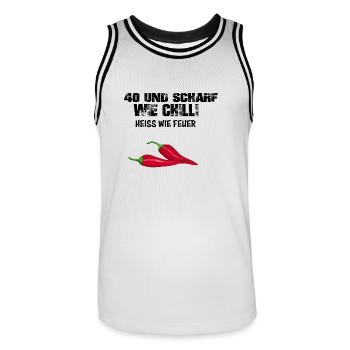 40 Geburtstag - Männer Basketball-Trikot - Weiß/Schwarz - Vorne - AI Model Male 185 dark (185cm)