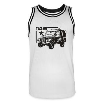 GAZ 69 Russischer Jeep - Männer Basketball-Trikot - Weiß/Schwarz - Vorne - AI Model Male 185 dark (185cm)
