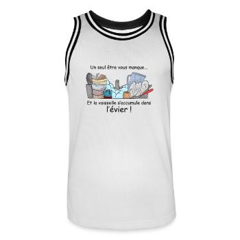 Un seul être vous manque .... - Maillot de basket Homme - blanc/noir - Devant - AI Model Male 185 dark (185cm)